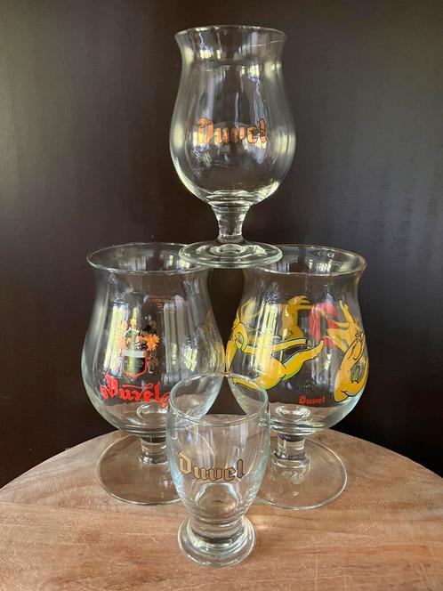4 speciale Duvel glazen. Uniek likeurglas!, Verzamelen, Biermerken, Zo goed als nieuw, Glas of Glazen, Duvel, Ophalen of Verzenden