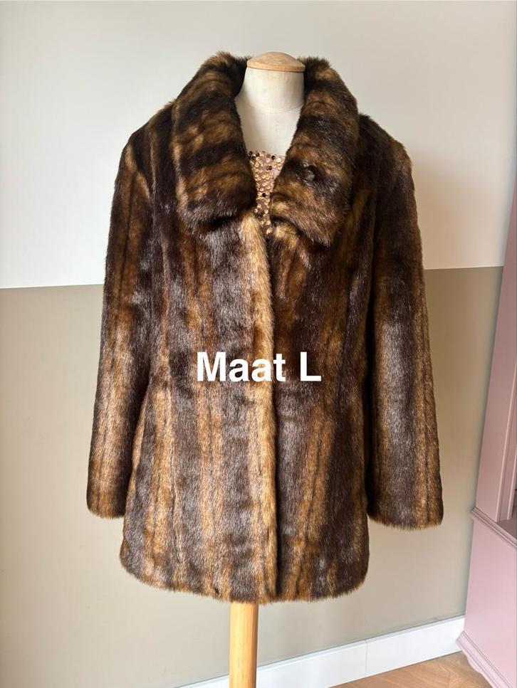 Bruine bontjas maat L - Carnaval of Boerenbruiloft, Kleding | Dames, Jasjes, Kostuums en Pakken, Zo goed als nieuw, Jasje, Maat 42/44 (L)