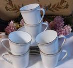 6 vintage kopjes met schoteltjes, grijze streepjes, Bavaria, Ophalen of Verzenden, Zo goed als nieuw, Overige stijlen, Kop(pen) en/of Schotel(s)