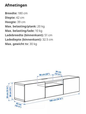 Strakke tv meubel (ikea Besta) - afbeelding 5