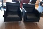2 kalfslere zwarte montel stoelen!, Huis en Inrichting, Fauteuils, Ophalen, Gebruikt, Minder dan 75 cm, Leer