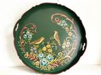 Rond Hindeloopen dienblad groen met vogels 39 cm, Ophalen, Zo goed als nieuw, Rond, Metaal