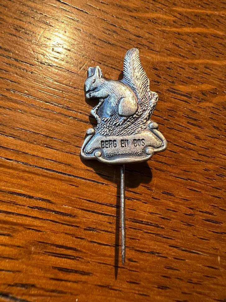 Vintage Berg en Bos Eekhoorn Speldje, Verzamelen, Speldjes, Pins en Buttons, Gebruikt, Speldje of Pin, Dier of Natuur, Ophalen of Verzenden