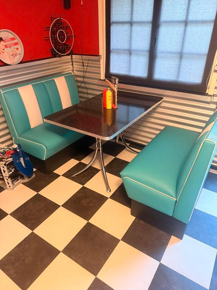 Retro 50's Diner Meubels - Complete Set!, Huis en Inrichting, Tafels | Eettafels, Nieuw, 150 tot 200 cm, 100 tot 150 cm, tot twee personen