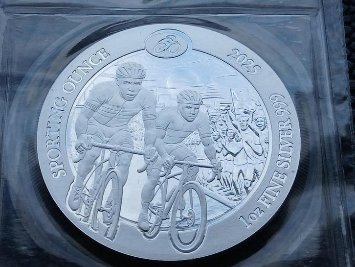 2025 Rwanda Sportseries 1 oz silver Cycling BU, Postzegels en Munten, Munten | Afrika, Overige landen, Zilver, Ophalen of Verzenden