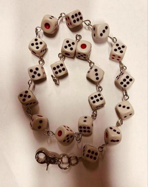 Beursketting met Dobbelsteen, wit, portemonnee, rock, man, Sieraden, Tassen en Uiterlijk, Portemonnees, Nieuw, Wit, Ophalen of Verzenden