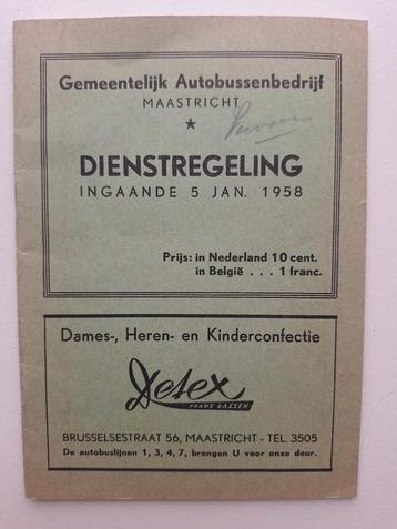 GEMEENTELIJK AUTOBUSSENBEDRIJF MAASTRICHT - 5 JANUARI 1958 beschikbaar voor biedingen