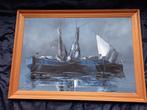 Schilderij met vissersboten, Antiek en Kunst, Kunst | Schilderijen | Klassiek, Ophalen
