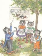 6 Leuke kinder kaarten poezen op muziekles van Lore Hummel, Ophalen of Verzenden, 1940 tot 1960, Ongelopen, Kinderen