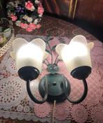 2 Arms vintage Italiaanse wandlamp groen art deco glas, Ophalen of Verzenden, Glas, Vintage / art deco