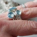 Mooie nw.zilveren ring set-5 st.- Ceylon Maansteen - mt.17,5, Nieuw, Blauw, Met edelsteen, 17 tot 18