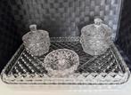 Art Deco Kaptafelset jaren 50/60 in wit helder glas, Antiek en Kunst, Antiek | Glas en Kristal, Ophalen of Verzenden