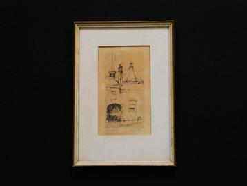 Originele ets Anton Pieck St. Agathakapel te Delft ca. 1919 beschikbaar voor biedingen