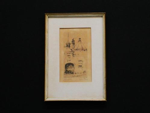 Originele ets Anton Pieck St. Agathakapel te Delft ca. 1919, Antiek en Kunst, Kunst | Etsen en Gravures, Ophalen of Verzenden