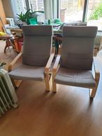 2 Ikea Poang stoelen, Grijs, Twee, Ikea Poang stijl, Zo goed als nieuw