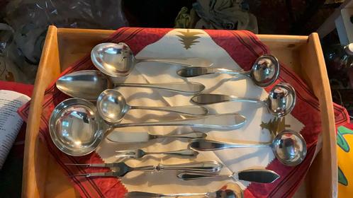 Puntfilet, opschep lepels, zwaar verzilverd,, Antiek en Kunst, Antiek | Bestek, Ophalen of Verzenden