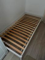 Wit eenpersoonsbed met lattenbodem, Ophalen, Gebruikt, 90 cm, Eenpersoons