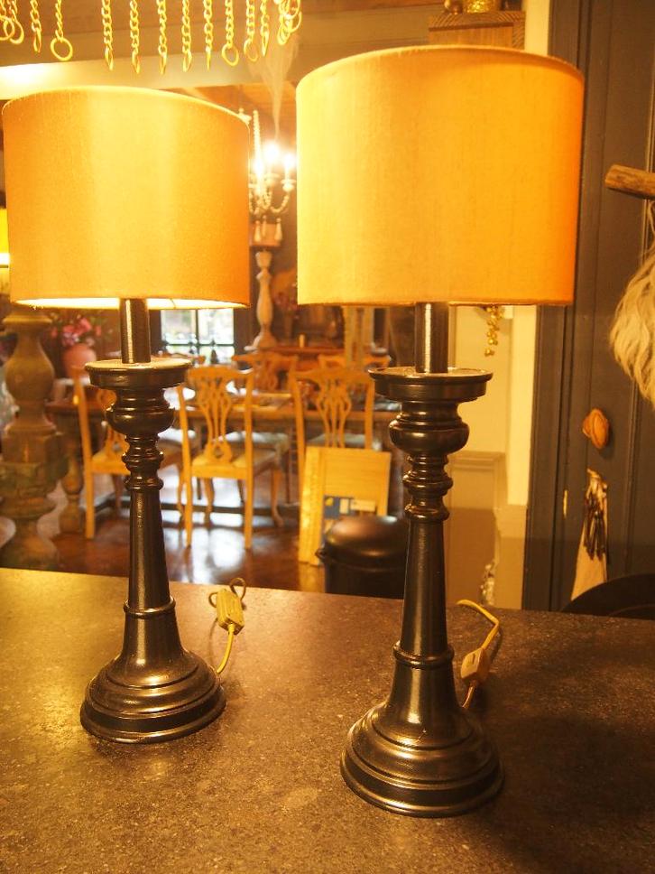 2 Metalen lampen, Huis en Inrichting, Lampen | Tafellampen, Gebruikt, Minder dan 50 cm, Metaal, Ophalen of Verzenden