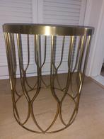 Bijzettafeltje goud, evt met dienblad, Huis en Inrichting, Ophalen, Minder dan 55 cm, Gebruikt, Metaal of Aluminium