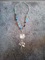 Ketting Turquoise & Zilverkleur & Bedels, Overige materialen, Verstelbaar, Blauw, Nieuw