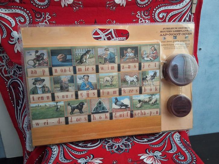 👍AAP-NOOT-MIES compl. met letters.  3 foto's, Antiek en Kunst, Antiek | Schoolplaten, Ophalen of Verzenden