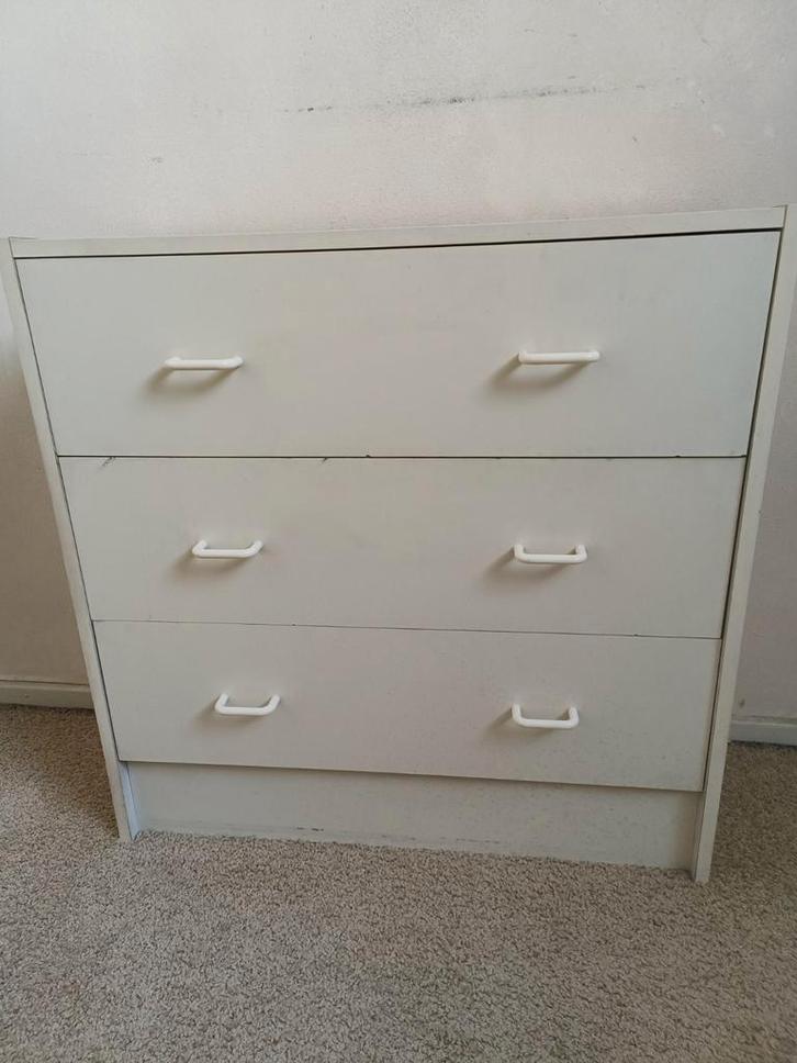 Witte ladenkast, 3 laden, Huis en Inrichting, Kasten | Ladekasten, Gebruikt, Minder dan 100 cm, 50 tot 100 cm, 25 tot 50 cm, 5 laden of meer