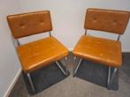 Twee retro bruine stoelen met chroom voet, Huis en Inrichting, Stoelen, Ophalen, Gebruikt, Bruin, Twee