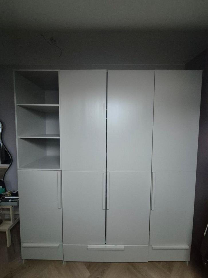 Woood pure beige 4 deurs hang- en legkast, Huis en Inrichting, Kasten | Kledingkasten, Zo goed als nieuw, 200 cm of meer, 200 cm of meer