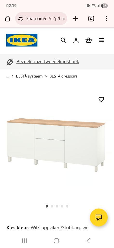 IKEA BESTA dressoir wit, Huis en Inrichting, Kasten | Dressoirs, Zo goed als nieuw, 150 tot 200 cm, 25 tot 50 cm, Ophalen