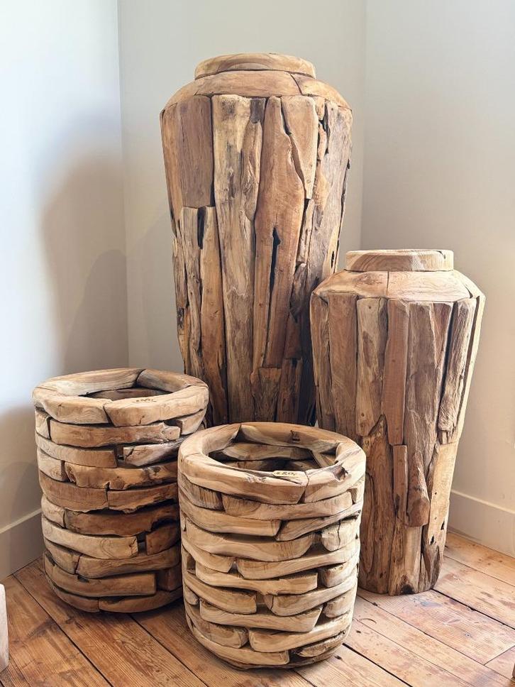 Teak vazen, Huis en Inrichting, Woonaccessoires | Overige, Nieuw, Ophalen of Verzenden