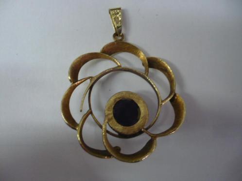 14 krt. gouden zeer mooi kettinghanger met paars steentje, Sieraden, Tassen en Uiterlijk, Kettinghangers, Zo goed als nieuw, Goud