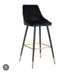 RICHMOND 4 STUKS- Elegante zwarte barkruk met gouden details, Ophalen, Met voetsteun, 60 tot 90 cm, Zo goed als nieuw