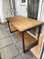 Houten tafel met metalen frame, Antiek en Kunst, Antiek | Meubels | Tafels, Ophalen