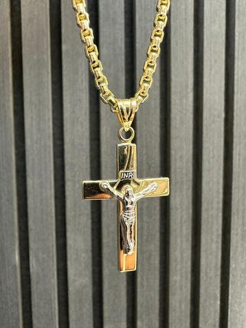 Prachtige 14k gouden ketting met kruishanger beschikbaar voor biedingen