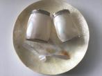 Peper en zout stelletje parelmoer schelp + 4 lepeltjes, Ophalen of Verzenden