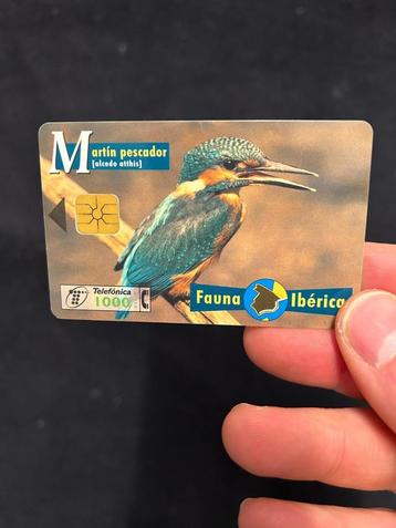 Spaanse telefoonkaart met ijsvogel beschikbaar voor biedingen