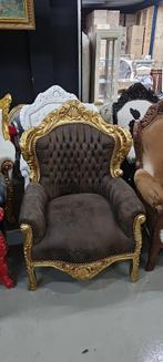 Barok Fauteuil, troon, zetel, goud-donkerbruin