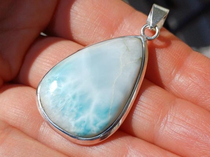 Vanoli Opmerkelijke 925 zilveren kettinghanger met larimar, Sieraden, Tassen en Uiterlijk, Kettinghangers, Nieuw, Zilver, Blauw