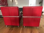 Montel fauteuils - Rood leer - Zo goed als nieuw, Huis en Inrichting, Fauteuils, Ophalen, Zo goed als nieuw, Leer, 75 tot 100 cm