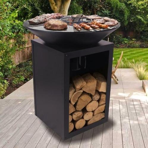 Sens-Line - Evi bbq en vuurschaal - 80x80x92cm - Zwart, Tuin en Terras, Houtskoolbarbecues, Nieuw, Met accessoires, Ophalen