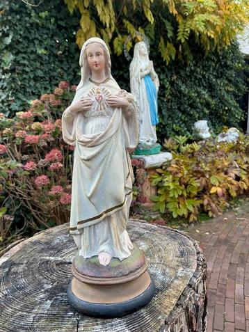 Antiek Mariabeeld ❤️ Maria Heilig Hart beschikbaar voor biedingen