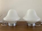 jaren 60 / 70 midcentury modern MCM lamp wit glas en metaal, Huis en Inrichting, Lampen | Tafellampen, MCM, Ophalen of Verzenden