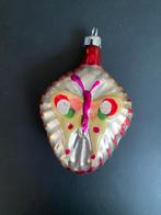 Vintage oude glazen kerstbal met vlinder kerst, Verzenden, Zo goed als nieuw