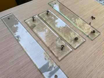 Vintage Glazen Vingerplaten - Set van 4 incl. schroeven beschikbaar voor biedingen