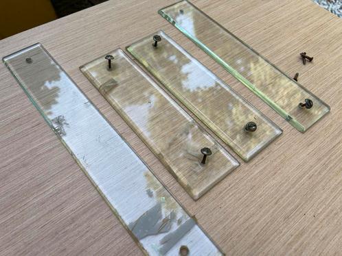 Vintage Glazen Vingerplaten - Set van 4 incl. schroeven, Doe-het-zelf en Verbouw, Deuren en Horren, Gebruikt, Binnendeur, Minder dan 200 cm