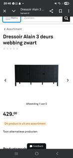Mooie zwart webbing dressoir kast, Huis en Inrichting, Kasten | Dressoirs, Ophalen, Zo goed als nieuw, 150 tot 200 cm
