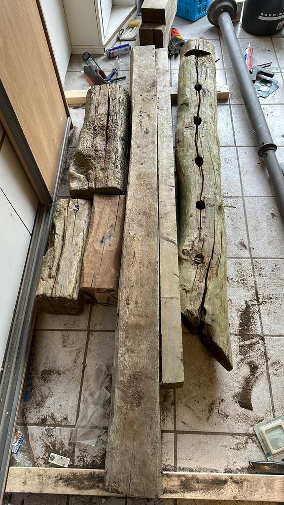 Eiken balken, Tuin en Terras, Ophalen of Verzenden, Gebruikt, 180 tot 250 cm, Balken