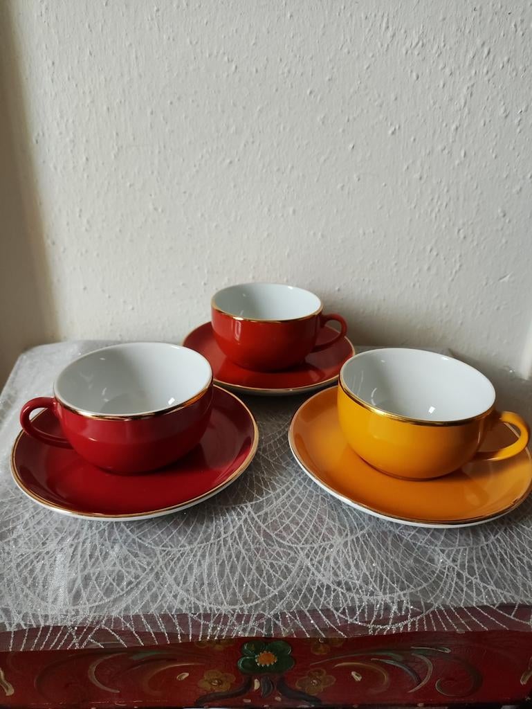 3 prachtige vintage kop en schotels van Mitterteich Bavaria, Verzenden