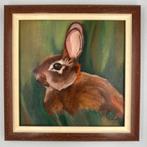 Bruin konijntje schilderij, Antiek en Kunst, Ophalen of Verzenden