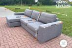 GRATIS LEVERING HEEL NL N-joy Grijs Stoffen Hoekbank, Huis en Inrichting, Hoekbank, 300 cm of meer, Ophalen of Verzenden, Zo goed als nieuw